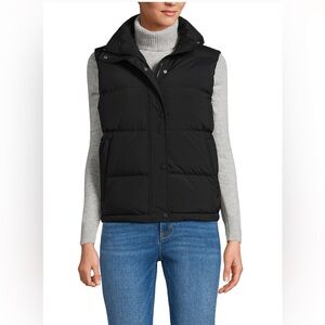 Lands End Puffer Vest Womens black Down Filled Full Zip